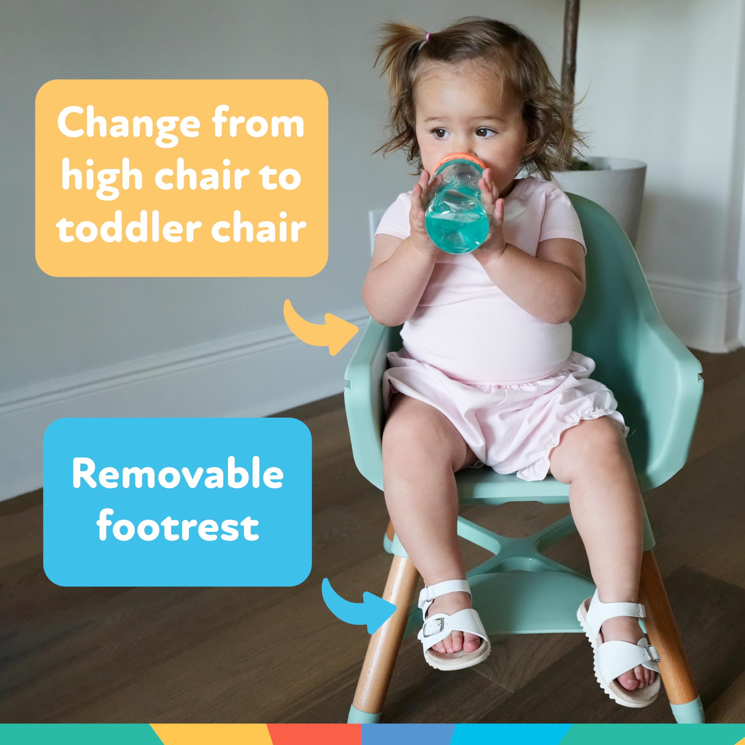 Nuby 4-in-1 Baby High Chair Seat with Removable Tray - 6+ Months to 3 Years - Adjustable Toddler Chair for Eating - Holds Up to 60 lbs - Geometric - Image 6