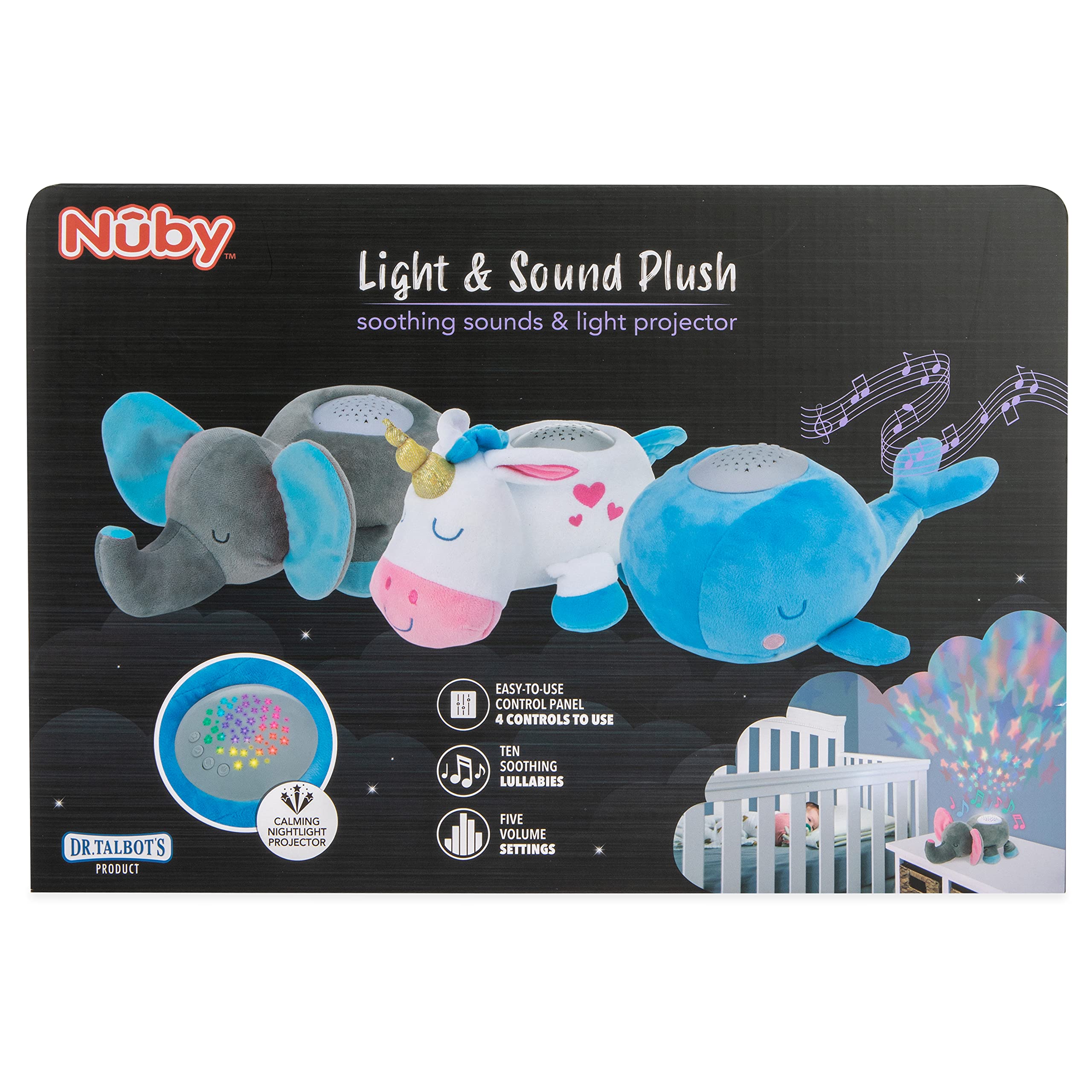 Nuby Calming Nightlight & Soothing Sound Plush Pal, Nightlight Projector with 10 Lullabies, Unicorn - Image 7