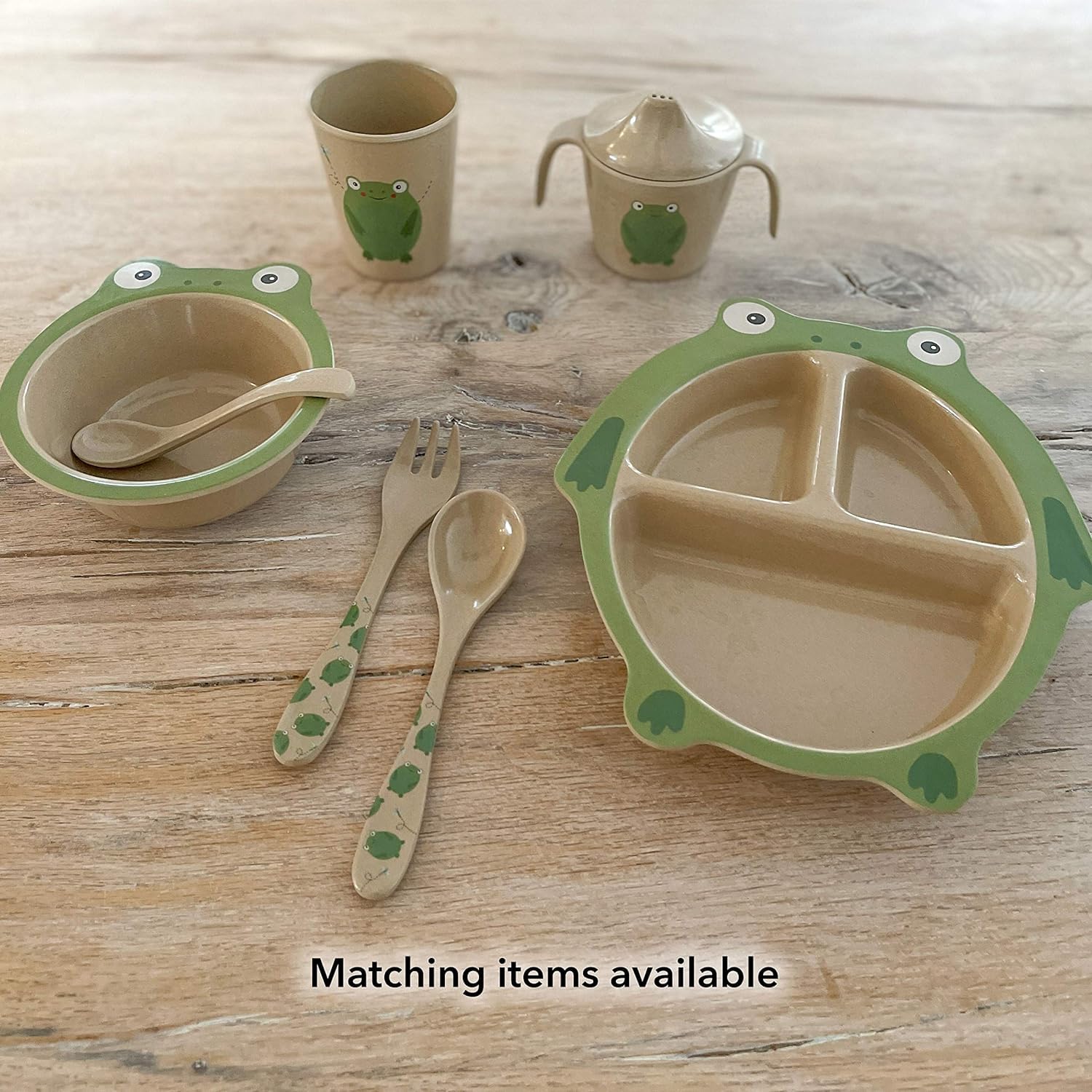 Nuby Eco-Friendly Natural Rice Husk Bite Resistant Two-Handle Free Flow Training Cup: Frog Print, 4+ Months- Fully Compostable and Biodegrable - Image 7