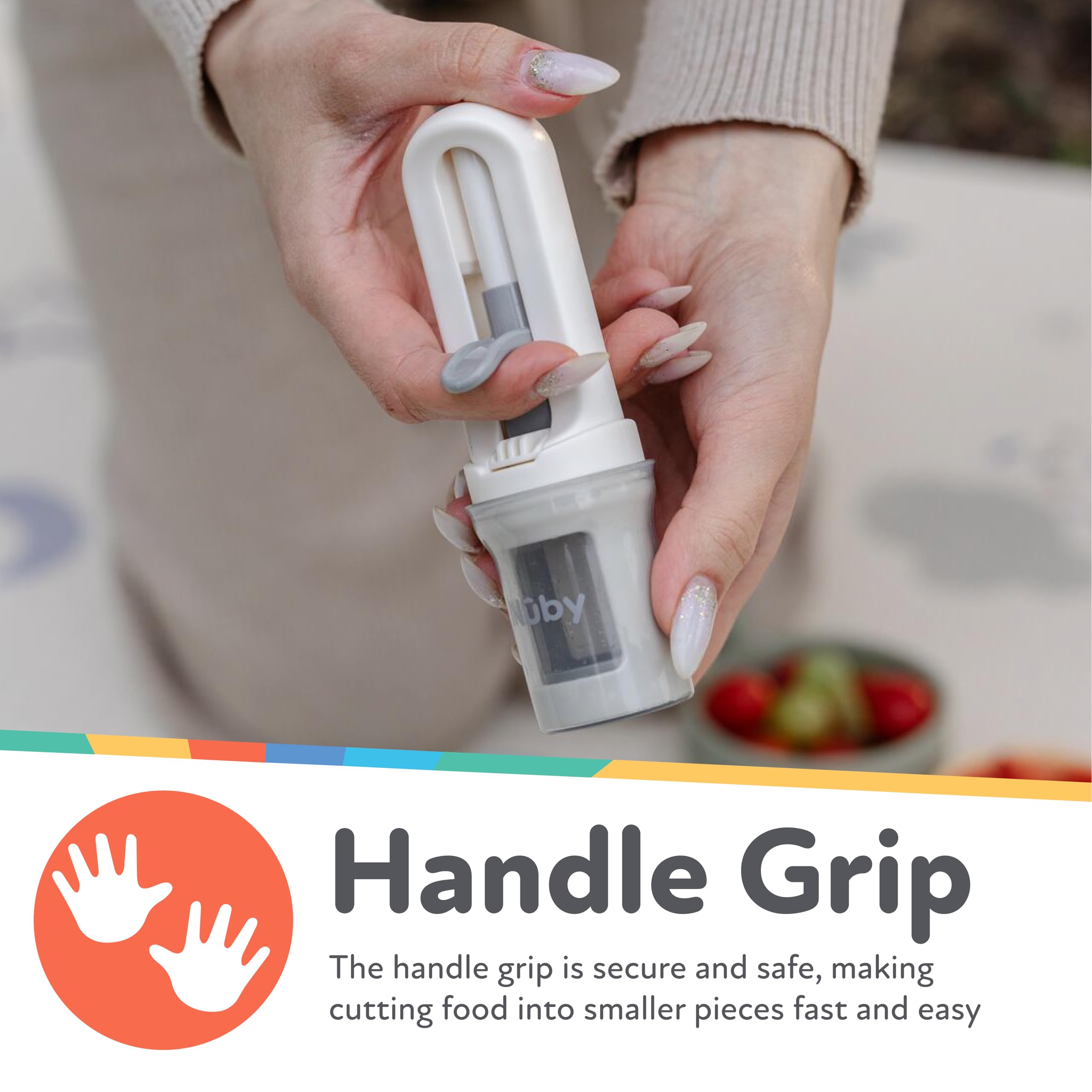 Nuby Grape Cutter Tool for Baby Food - Grape Slicer with Travel Lid - Safe to Use - Easy to Clean - Perfect for Snacks, Meals, and Baby-Led Weaning - Gray - Image 3