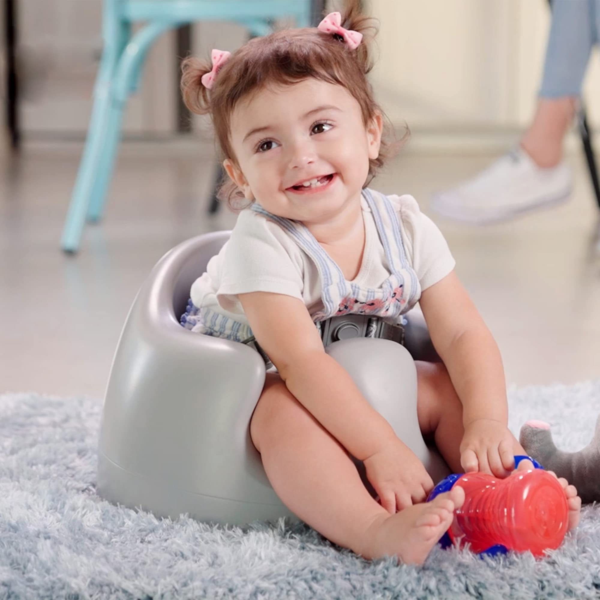 Nuby My Floor Seat - Portable Baby Chair with Soft Foam Cushion, Safety Harness, and High Back Design - 4+ Months - Gray - Image 5