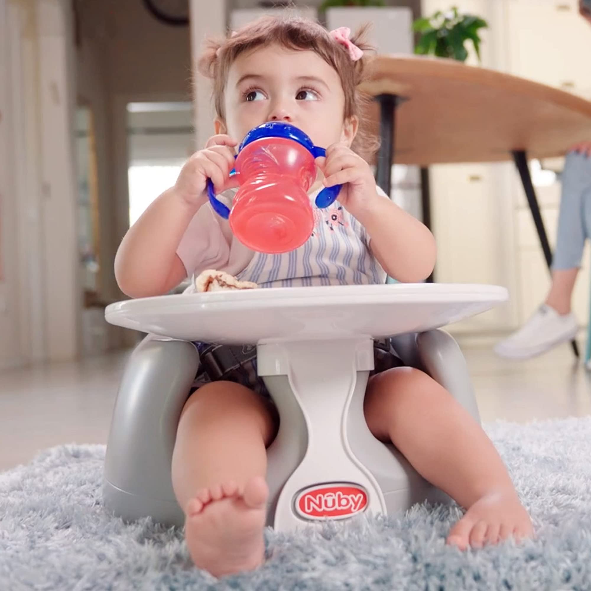 Nuby My Floor Seat - Portable Baby Chair with Soft Foam Cushion, Safety Harness, and High Back Design - 4+ Months - Gray - Image 7